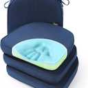 SUNROX Gel Memory Foam Chair Cushion with Ties, Ultra Durable Water Resistant FadeShield Outdoor/Indoor Reversible Chair Seat Cushion 17 x 16 inch Set of 4, Navy