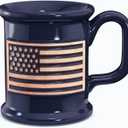 Old Southern Brass 16 Ounce Handmade Ceramic Coffee Mug - Embossed USA American Flag - American Owned & Operated Company