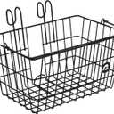 Retrospec Apollo-Lite Lift-Off Bike Basket - Detachable Steel Handlebar Basket with Carrying Handle for Commuting, Shopping & Beach Trips - 14.5in x 9.5in Weather-Resistant Biking Gear (Black)