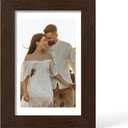 YESKAY 4x6 Picture Frame - 4 x 6 Photo Frame Made of Solid Oak Wood and Real Glass,Display Picture 3.5x5 with Mat or 4x6 Without Mat,4 by 6 Frames for Wall & Tabletop(Color Walnut)