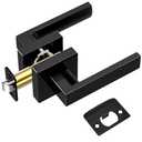 TICONN 1PK Matte Black Door Handles Interior, Reversible Square Door Levers Knob for Hallway, Bedroom, Bathroom (No Lock, 1PK Passage)