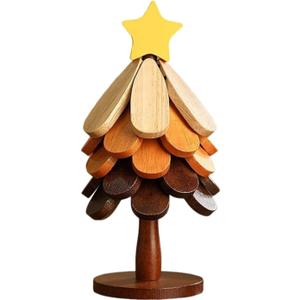 Wooden Trivets for Hot Dishes, Tree Shape Trivet 1Set Like a Christmas Tree, Foldable Kitchen Wooden Trivet for Hot Dishes,Pot,Bowl,Teapot,Hot Pot Holder (Star, 5 Layer)