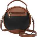 GOIACII Top-Handle Crossbody Bags for Women Soft Leather Trendy Purse Circle Handbags Small (Black and Brown)