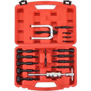 16pcs Blind Hole Collet Bearing Race and Seal Puller Extractor Kit, Blind Inner Bearing Puller, Hole Remover Extractor Set, Slide Hammer Puller Tool Set (Red)