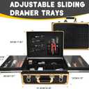Barber Cases for Clippers and Supplies With Sliding Tray, Profesional Barbers Briefcase Tool Case, Hair Scissors Trimmer Organizer, Salon Barber Carrying Case with Lock(Gold), 16.35 x 12.2 x 7.87 inches