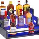 Liquor Bottle Display Shelf, LED Wine Bottle Display Rack with Remote Control, 3-Tier Bar Shelf Stand, Whiskey Spirits Wine Holder for Tavern, Liquor Cabinet, Coffee Syrup Rack for Home(Black)