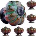 OLAYA Vintage Pumpkin Ceramic Cabinet Knobs and Handles - Retro and Elegant, 6 Pack (Pumpkin Green)