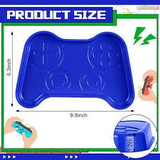 Tiangrid 24 Pcs Video Game Birthday Party Supplies, 10 x 6 Inch Video Game Plastic Food Serving Trays Large Gamepad Shaped Plates for Party Decorations