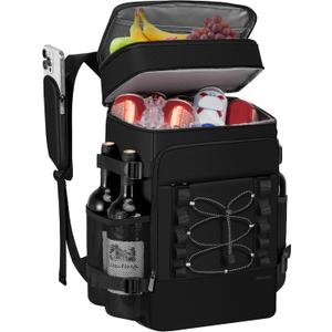 Cooler Backpack - 40 Cans Insulated Backpack Cooler for Men & Women, Portable 2 Leak Proof Compartments Coolers Bag for Picnic, Lunch, Hiking, BBQ Camping and Beach - MIYCOO (Black)