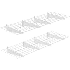 2-Pack 2x6ft Garage Wall Shelving, 24"x72" Shelf Storage Rack Floating Shelves Wall Mounted, Heavy Duty Storage Shelves, 800lbs Load Capacity, with 16 Hooks for Garage Organization, White