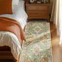 RELEANY Area Rugs 2'x5' Runner Rug Non Slip Washable for Kitchen Hallway Bedroom Beside Laundry Room Bathroom Rug, Floor Carpet, Brick Red Rust Neutral Brown Burnt Orange Green