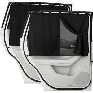 Car Window Shades, 2 Pack Magnetic Double Layer Window Shade for Baby in Car, Adjustable Privacy Blackout/See-Through Back Window Curtains for Baby Kids UV Protection