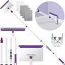 Baseboard Cleaner Tool with Handle, 60" Extendable Long Handle Baseboard Cleaner with 5 Reusable Pads for Baseboards Cleaning, Ceiling, Wall, Floor, Bathroom Kitchen (Purple)