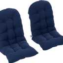 Outsunny Outdoor Adirondack Chair Cushions Set of 2, Tufted High Back Patio Chair Cushions with Ties, Non-Slip Replacement Seat Pads for Adirondack Chairs, Navy Blue