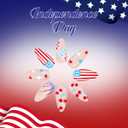 4th of July Press on Nails Medium Almond Patriotic Fake Nails with American Flag, Star, Fireworks & Cherry Designs, Independence Day Stick On Nails for Women 24Pcs