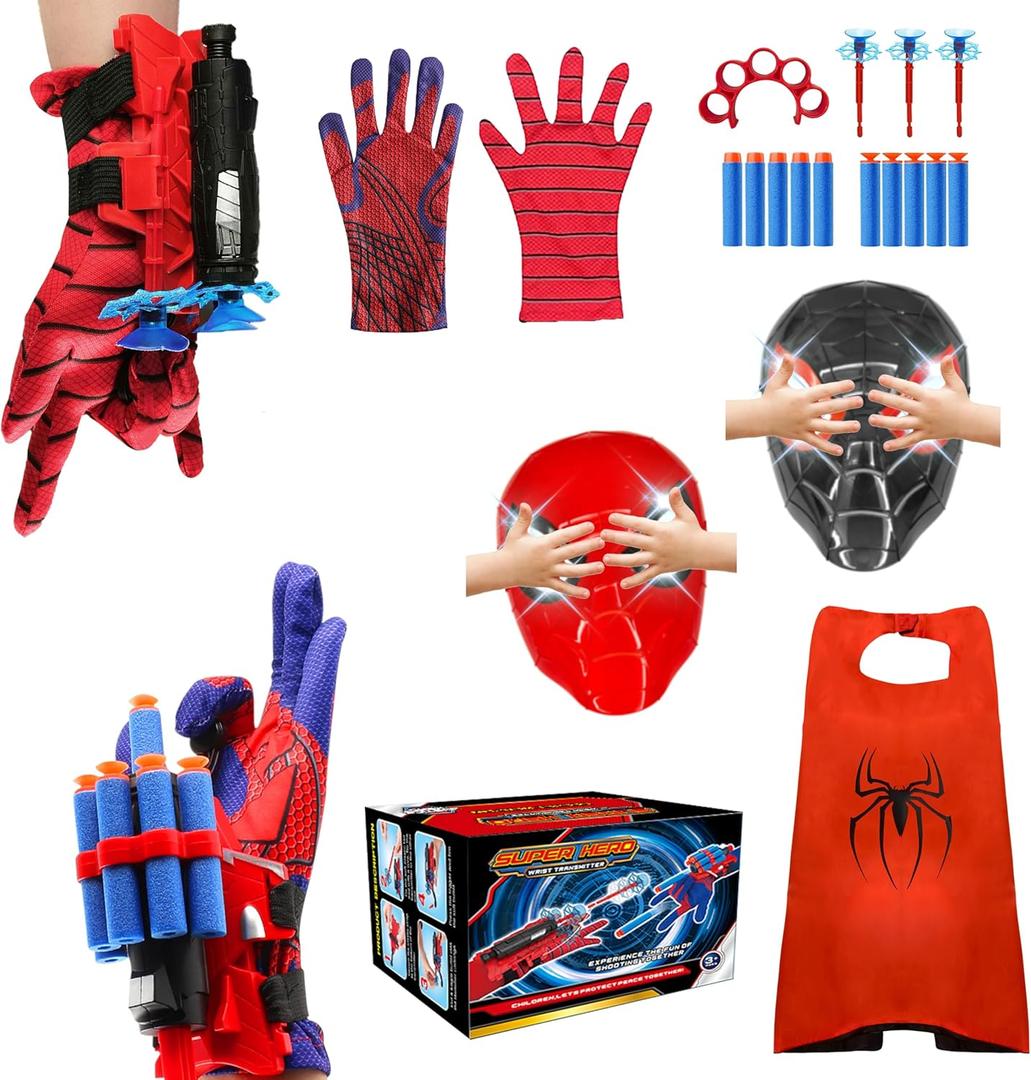 DRAVF Spider Web Shooter Toy for Men and Kids, Super Spider Webs Shooters Hero with Wrist Toys Set Cool Stuff Funny for Christmas Halloween Birthday Gifts (Blue)