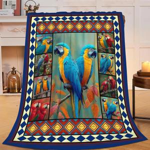 Parrot Bird Throw Blanket Macaw Stuff Gifts for Kids Girls Boys Adults Women Men Soft Cozy Warm Plush Fluffy Fuzzy Fleece Blanket Decor 40''X50''