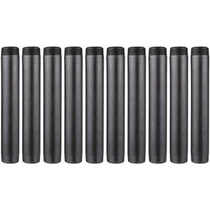 10 Pack 1 Inches x 8 Inches Black Malleable Steel Nipples Fitting, DIY Steampunk Industrial Vintage Style