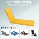 72 x 21 Inch Outdoor Chaise Lounge Cushions Set of 2 - Removable Cover, 4-Section Design, Water-Repellent & Fade-Resistant, 6 Tie Straps, Replacement for Patio & Pool Chairs - Yellow, 72''x21'' | 2 Pack