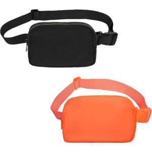 VOROLO Fanny Pack For Women And Men Crossbody Bag Belt Bag with Adjustable Strap Graduation Gifts (Black+Orange-1)