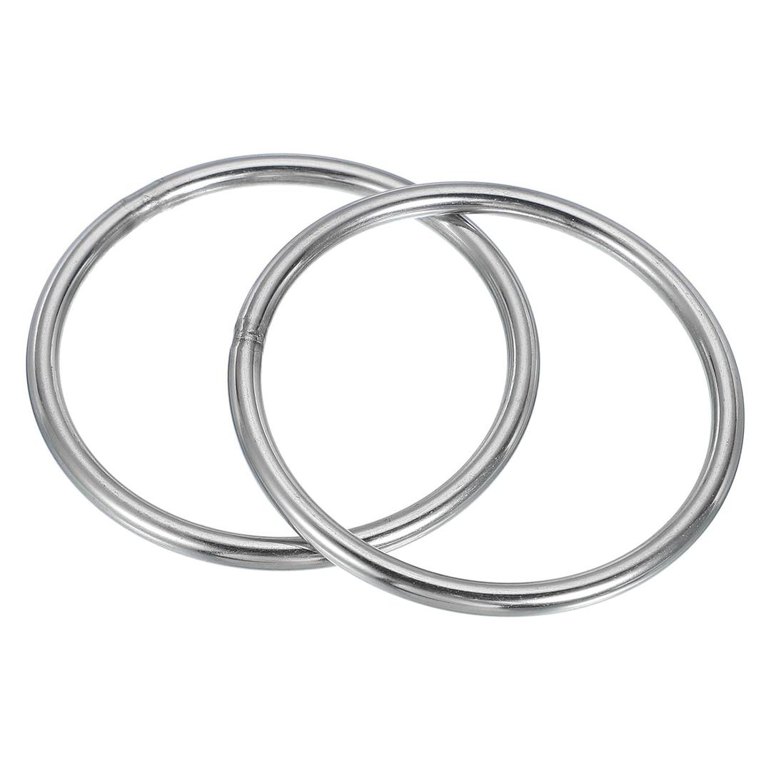 PATIKIL 3.5" Metal O Ring, 2 Pcs Heavy Duty 304 Stainless Steel O Rings Welded Round Rings for DIY Crafts Hardware Belt Dog Leash Macrame, 6x90mm