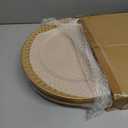 Frcctre 12 Pack Round Charger Plates, 13 Inch Decorative Gold Plastic Charger Dinner Plates, Reusable Elegant Diamond Pattern Serving Plate for Wedding, Dinner Party, Event Table Decoration