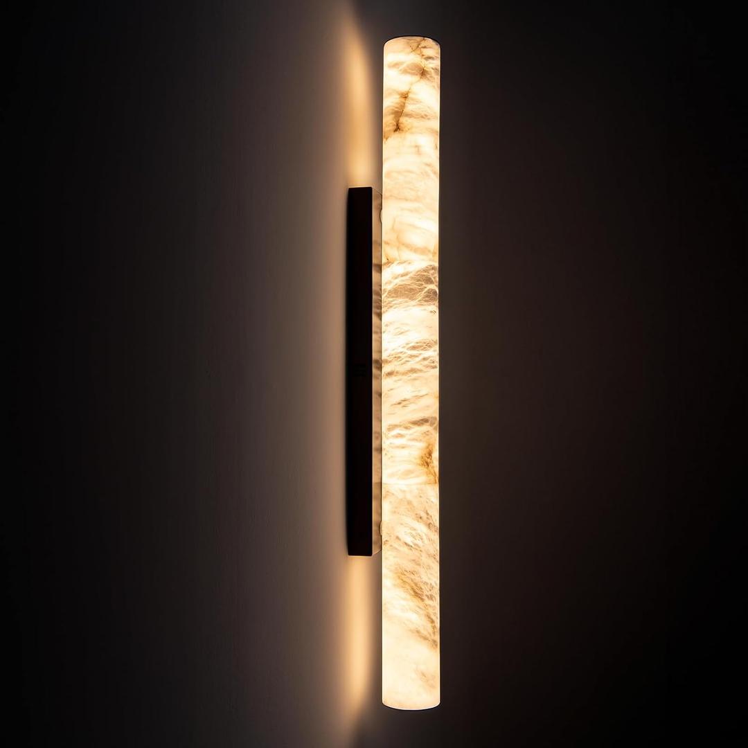 36" L Alabaster Modern Wall Sconces,Large Black Wall Lights Fixtures for Living Room Bedroom Bathroom Hallway Stairs