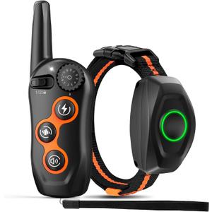 Dog Training Collar, IPX7 Waterproof Dog Shock Collar with Remote Control Range 1300ft, 3 Training Modes, Beep, Shock, Vibration, Rechargeable Shock Collar for Large Medium Small Dogs