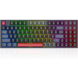 Redragon Mechanical Keyboard, Wired Gaming Keyboard with 94 Keys, Programmable Macro Editing, Numeric Pad, Compact Layout for PC Laptop, Black Gray