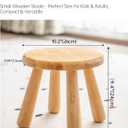 Small Solid Wood Stool, 10" Round Wooden Step Stool for Kids & Adults, Sturdy Plant Stand, Low Sitting Stool for Bathroom, Bedroom & Nursery, Easy Tool-Free Assembly, Natural (1 Pack)
