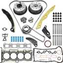 2.4L Timing Chain Kit with VVT Gear Sprocket & HGS167 Head Gasket Kit with Bolts for Dodge Journey Avenger Journey 2008-2018, for Chrysler 200 Sebring 2.4L L4 Replace 4884868AB 5047021AA