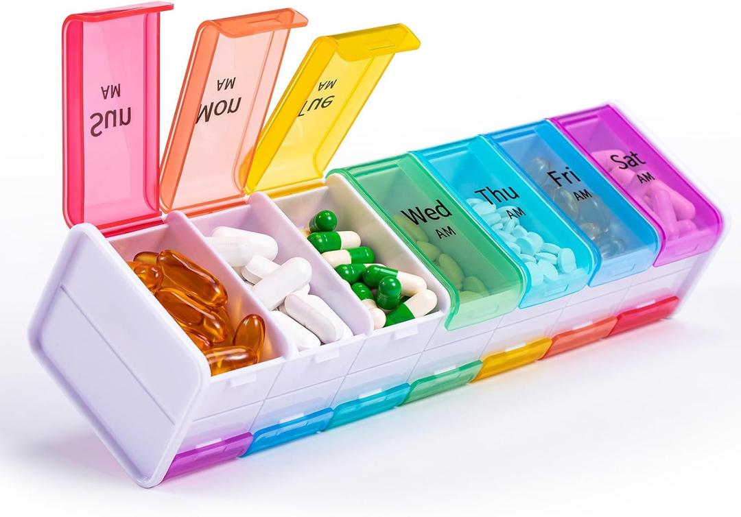 Daviky Extra Large Weekly Pill Organizer 2 Times a Day, XXL Pill Box 7 Day with AM PM Large Compartments, BPA-Free Daily Medicine Case, Jumbo Pill Holder for Fish Oils, Vitamins & Supplements White