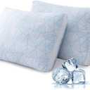 Cotelovo Shredded Memory Foam Cooling Soft Bamboo Viscose Pillows Adjustable Hypoallergenic Hotel Quality Pillows for Stomach, Back or Side Sleeper, Oeko-TEX Certified Queen Size Set of 2