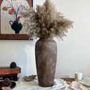 15 Inch Ceramic Rustic Farmhouse Vase, Handmade Pottery Flower Vases for Home Decor, Brown Ceramic Vase for Living Room, Table Centerpieces & Shelf Decor, Wedding Gifts (Large)