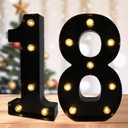 Led Light Up Numbers, 18th Birthday Decorations, Marquee Numbers Lights, Battery Powered Light Up Sign for Sweet 18 Decor Party (Black)