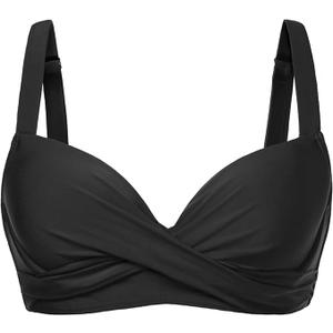 Aqua Eve Women Underwire Bikini Top - Push Up Swimsuit Top Bra Padded Bathing Suit 2025 Twist Front Swimwear, Black XL