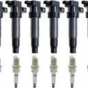 Set of 6 UF546 Ignition Coil Pack and Iridium Spark Plugs Compatible with 06-10 Sonata 06-11 Azera 06-08 Optima 06-17 Sedona 07-18 Santa Fe 07-17 Sorento 2.4L 3.3L 3.8L Replaces# 27301-3C000