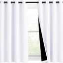 NICETOWN Pure White 100% Blackout Lined Curtains, 2 Thick Layers Completely Blackout Window Treatment Panels Thermal Insulated Drapes for Kitchen (1 Pair, 46" Width x 54" Length Each Panel)