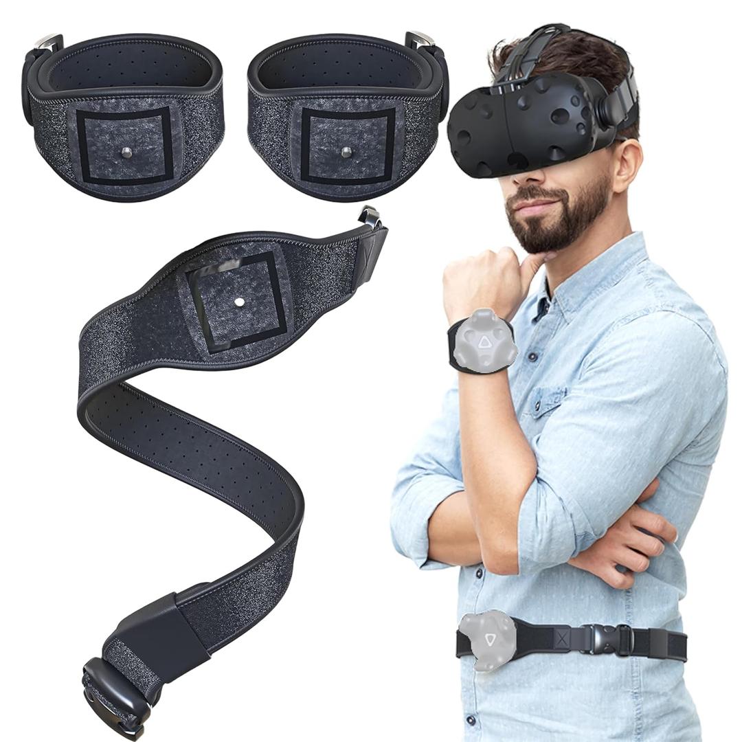 Skywin VR Tracker Belt and Strap Bundle for HTC Vive System Pucks - Adjustable Hand Straps Waist Full-Body Tracking in Virtual Reality (1 Belt 2 Straps) (Trackers Not Included) (1 Belt 2 Hand Strap, Belt & Hand Strap)