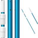 CKE Upgraded 16.5 Feet Thicken 1.3mm Blue Aluminum Telescoping Swimming Pool Pole,Adjustable 3 Piece Expandable Step-Up,Attach Connect Skimmer Net,Rakes,Brushes,Vacuum Head with Hoses, Universal 1.25"
