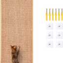 Natural Sisal Cat Scratcher Mat, Wall Scratcher Carpet, Cat Climbing Wall, Large Tall Scratching Post, Sofa Protector, Scratching Mat Pad for Indoor Cats (Brown, 39.3" Lx15.7 W, 1PC)