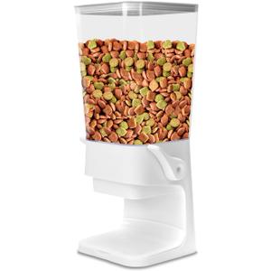 Dog Food Storage Container, 5-7 lb Pet Food Storage Containers, Downward-pressing Large Outlet Suitable for Dog, Cat, Bird Dispenser, White