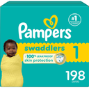 Pampers Baby Diapers - Swaddlers - Size 1, 198 Count, Ultra Absorbent Disposable Infant Diaper