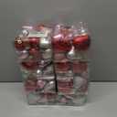 8 x Melisheer 24pcs Valentines Day Heart Ornaments, Classic Red Pink Silver Shaped Hanging Baubles with 2 Sizes, Valentine's Decorations for Tree, Love Decor Outdoor Wedding Party Gift