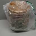 12 Pcs Round Small Plastic Bread Basket, Wicker Basket for Serving 7x7x3 Inch Woven Food Storage Basket, Fruit Basket, Gift Basket (Comes with Food Blotting Sheets) Brown