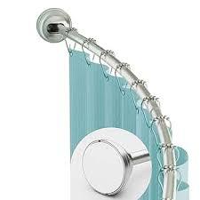 Zenna Home Rustproof Curved Shower Curtain Rod, No Drill Adjustable Curved Tension Shower Curtain Rod for Bathroom, Easy Install, Rounded for Extra Room and Comfort, 50 to 72 Inches, Satin Nickel