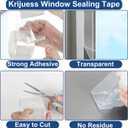 2 x Krijuess 2 Rolls Window Seal Strip, 2 Inch x 33 FT Air Conditioner Window Seal Residue, Clear and Waterproof Weather Stripping Tape for Doors Windows and Shower Glass Gaps Bathroom