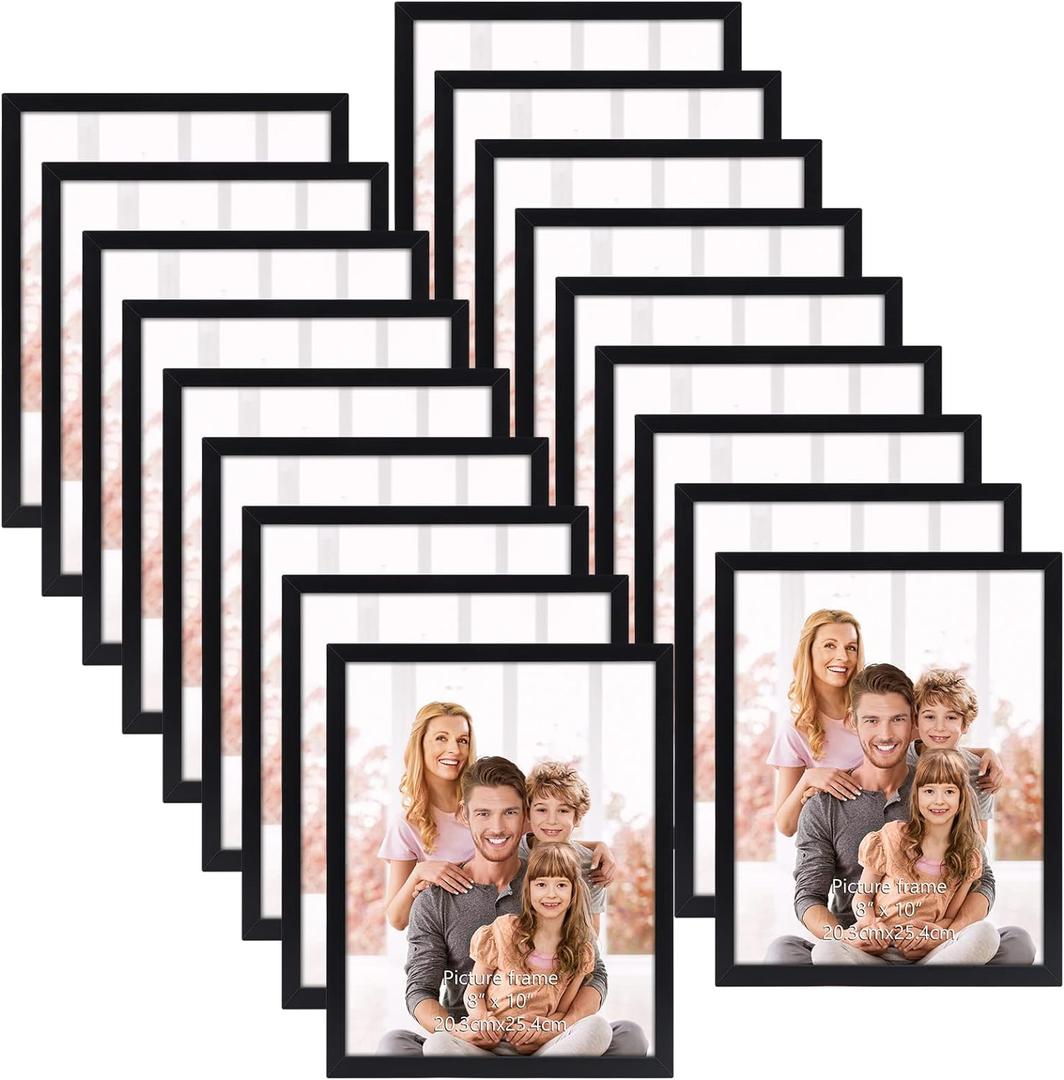 WIFTREY Black 8x10 Picture Frame Set of 18, Multi Photo Frames 8 by 10 Bulk for Wall Hanging or Tabletop Display
