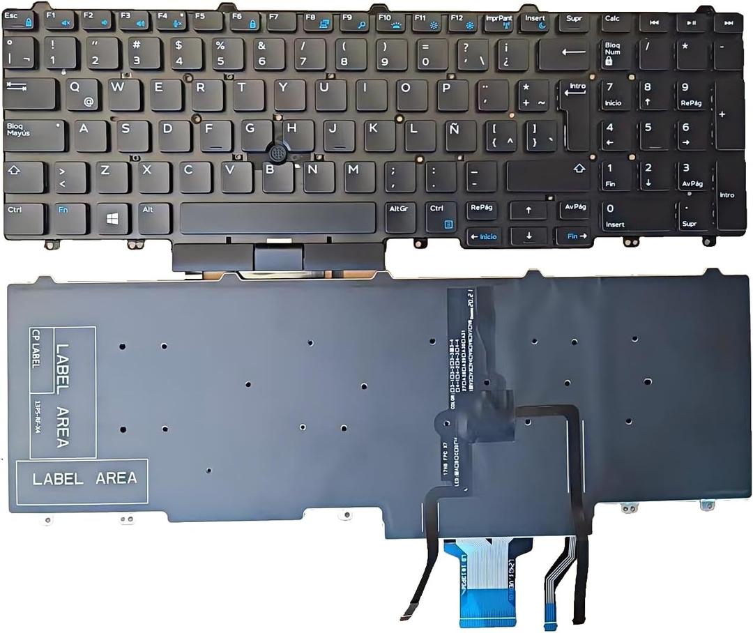 Laptop Replacement Latin Spanish Keyboard for Dell Latitude E5550 P37F E5570 P48F E5580 E5590 E5591,Precision 3510 3520 7510 7520 7710 7720 Laptop Keyboard Stick Pointer/Backlit