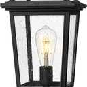 zeyu 16.5 Inch Outdoor Post Light, Exterior Lamp Post Light Fixture for Patio Yard, Die-Cast Aluminum with Seeded Glass Shade, Black Finish, ZX58MP BK